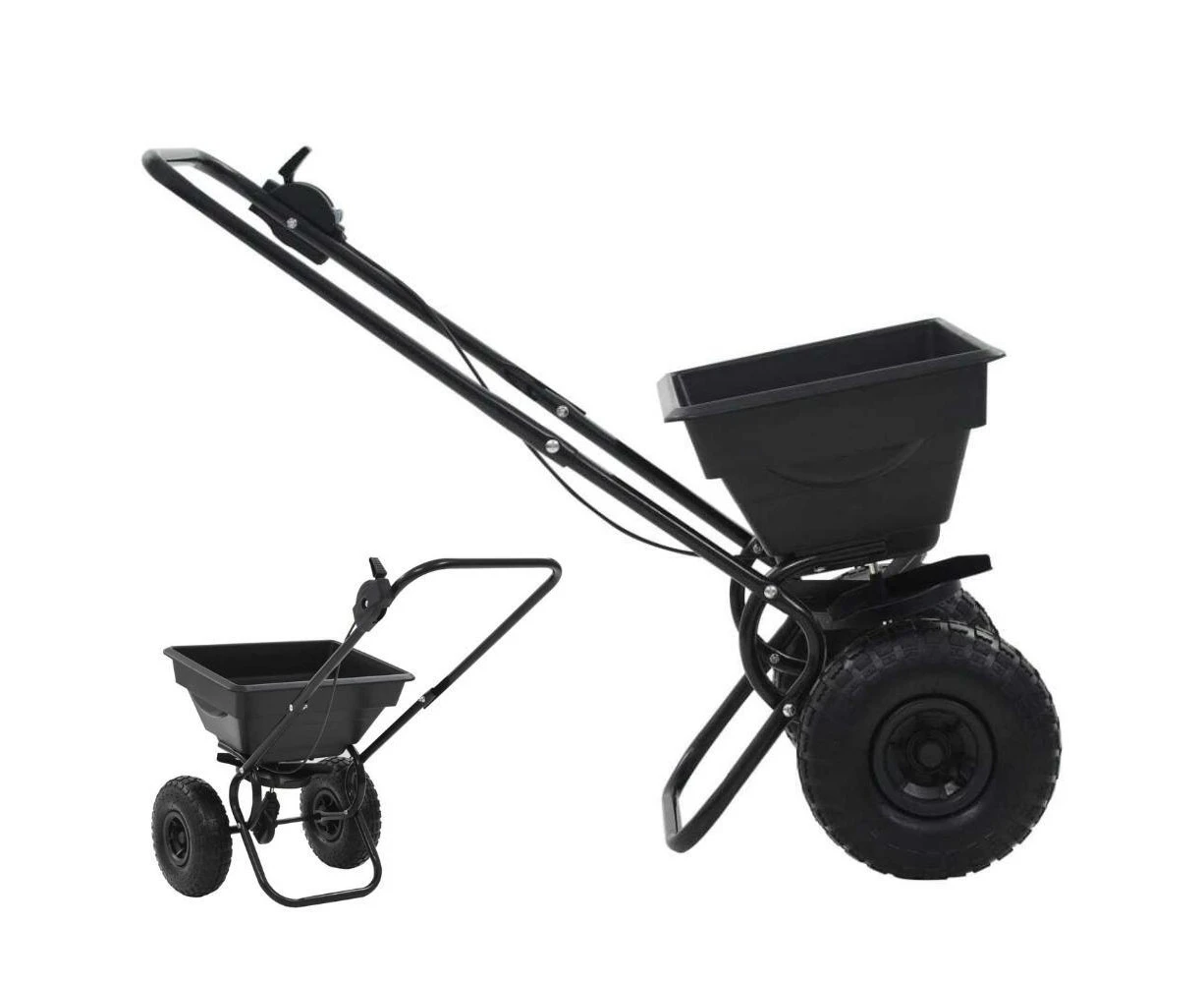 Walk Behind Salt Spreader Garden Lawn Seed Fertilizer Sowing Tool Steel Frame