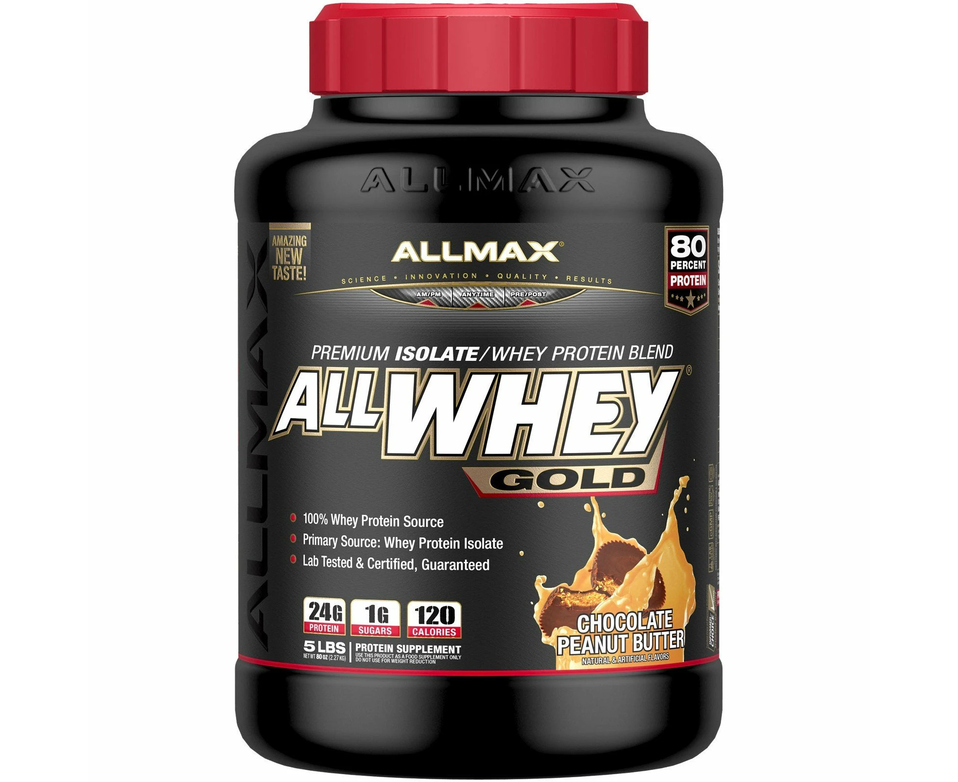 ALLMAX Nutrition, AllWhey Gold, 100% Whey Protein + Premium Whey Protein Isolate, Chocolate Peanut Butter, 5 lbs. (2.27 kg)