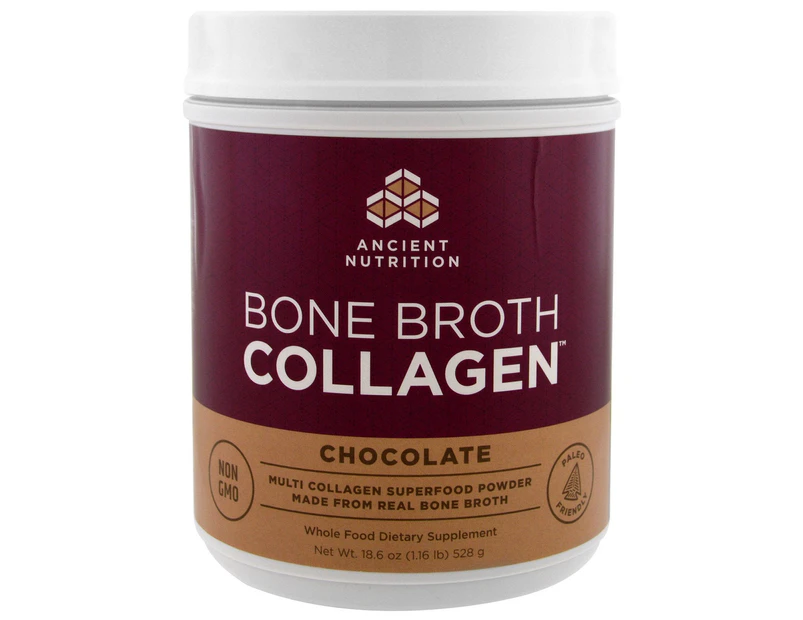 Dr. Axe / Ancient Nutrition, Bone Broth Collagen, Chocolate, 1.16 lbs (528 g)