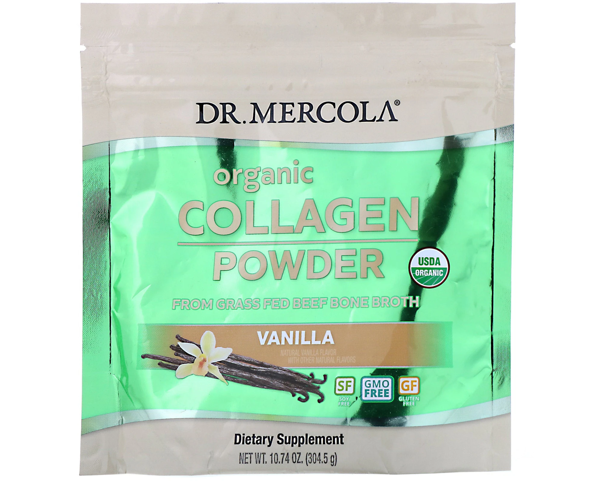 Dr. Mercola, Organic Bone Broth Collagen from Beef, Vanilla, 10.74 oz (304.5 g)