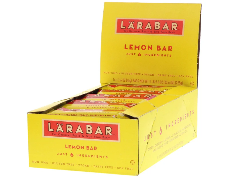 Larabar, The Original Fruit & Nut Food Bar, Lemon Bar, 16 Bars, 45 g Each