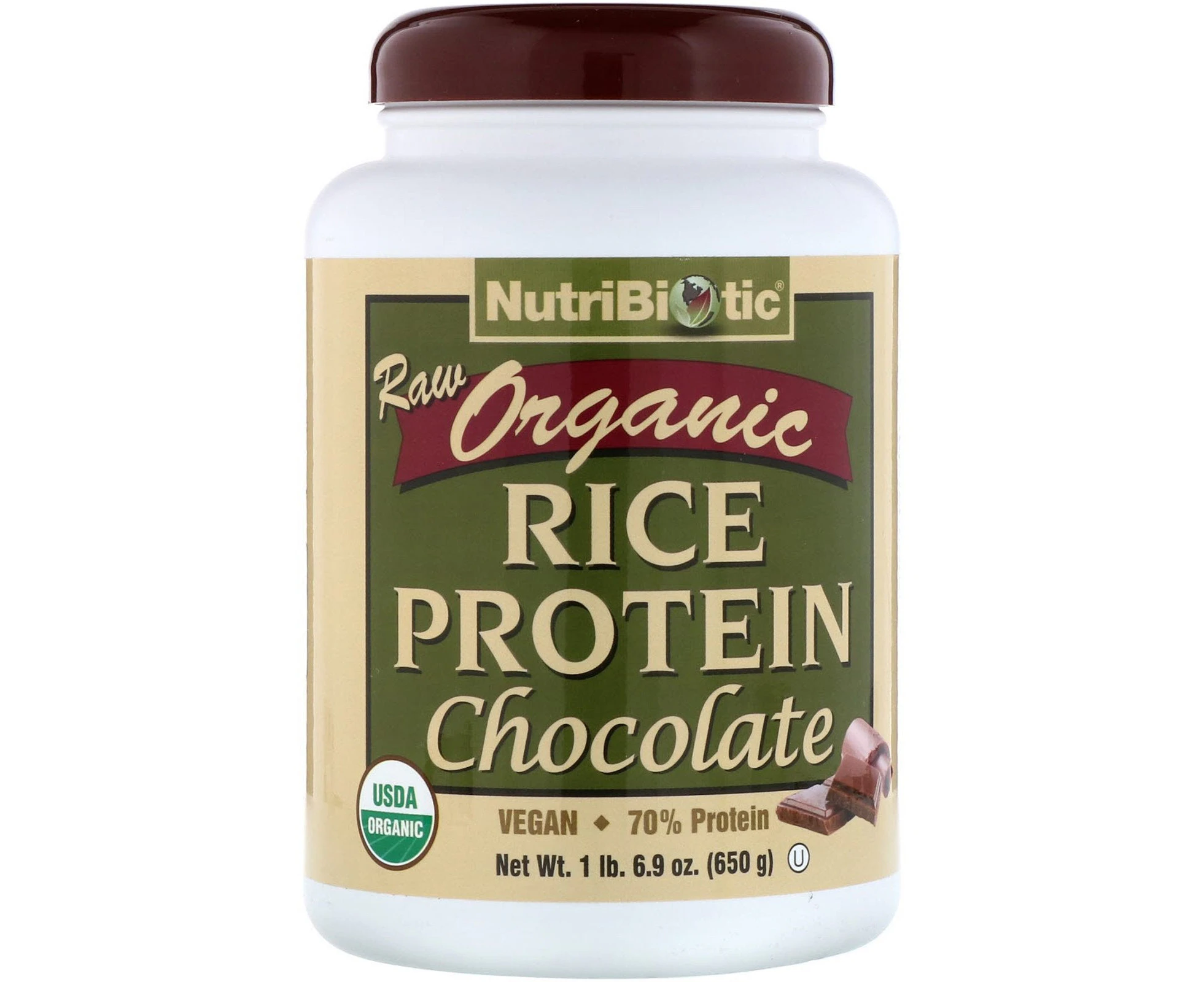 NutriBiotic, Raw Organic Rice Protein, Chocolate, 1 lb 6.9 oz (650 g)