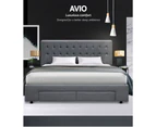 Artiss Bed Frame Queen King Double Size Storage Drawers Grey Avio
