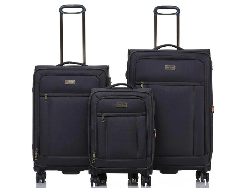 Jeep South Dakota 4 3-Piece Softside Luggage/Suitcase Set - Dark Grey