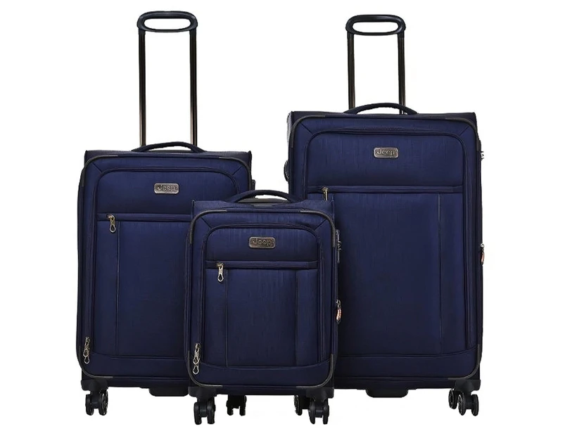 Jeep South Dakota 4 3-Piece Softside Luggage/Suitcase Set - Dark Blue