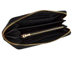 Coach Long Zip Around Leather Wallet - Black