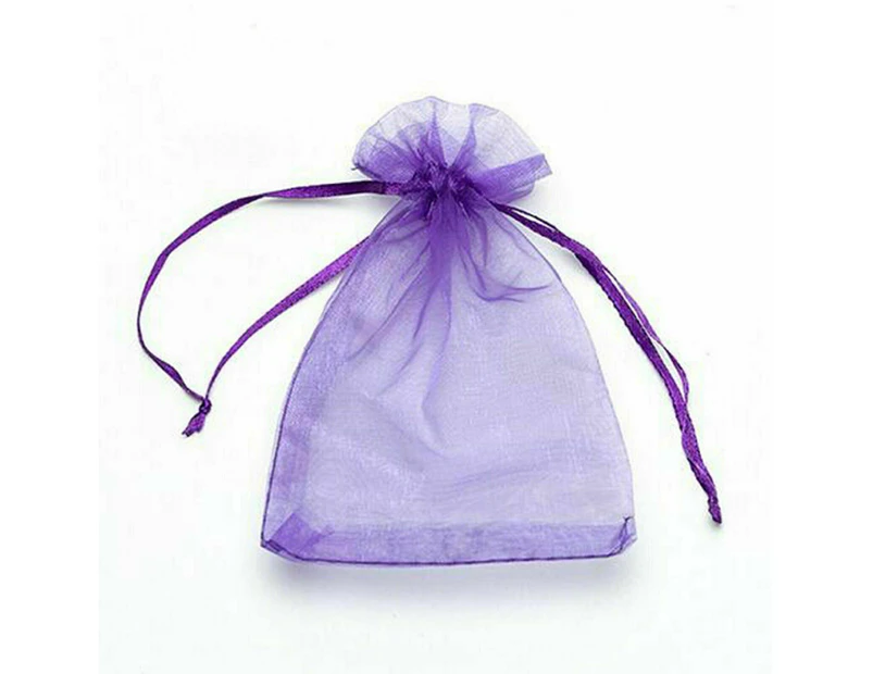 (10cm x 15cm , Purple) - Purple Jewellery Bags Drawstring, 4Pcs Pack Purple Organza Bags 10cm x 15cm , Sheer Small Gift Bags, Organza Jewellery Pouches