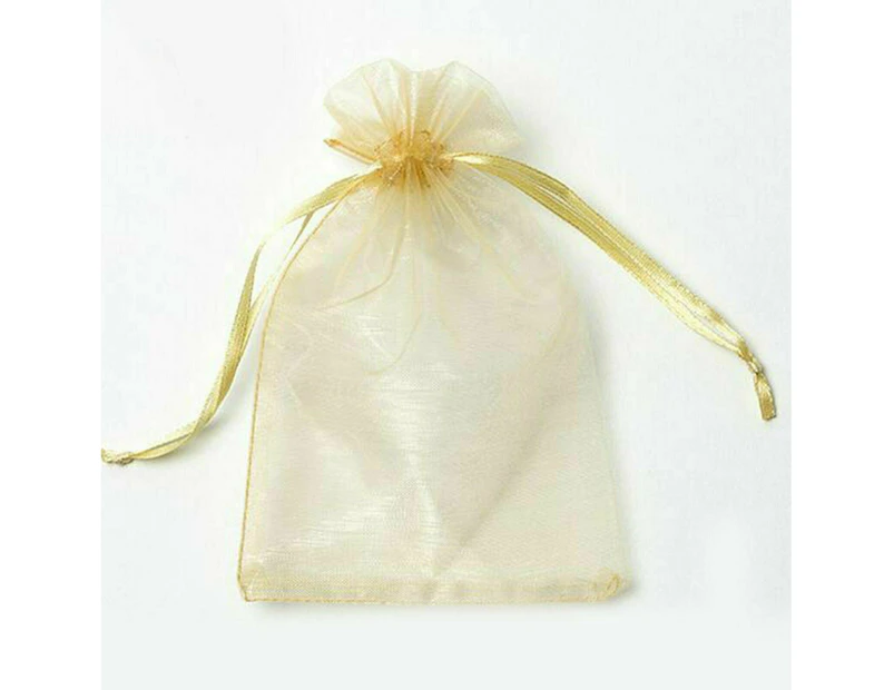 (10cm x 15cm , Gold) - Gold Jewellery Bags Drawstring, 4Pcs Pack Gold Organza Bags 10cm x 15cm , Sheer Small Gift Bags, Organza Jewellery Pouches