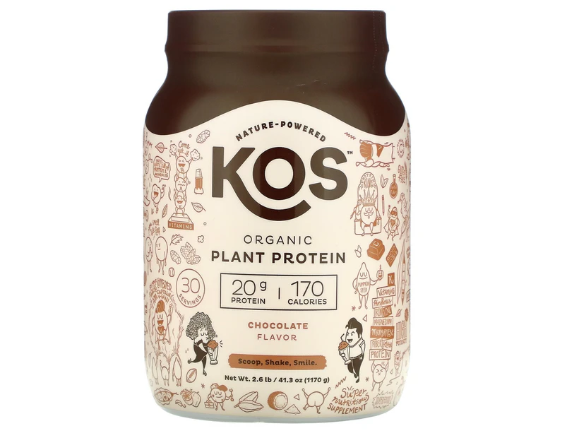 KOS, Organic Plant Protein, Chocolate, 2.6 lb (1,170 g)