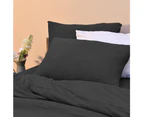 Australian Linen Company Jersey Quilt Cover Set and Pillowcases Queen Quilt Bed Cover - Charcoal