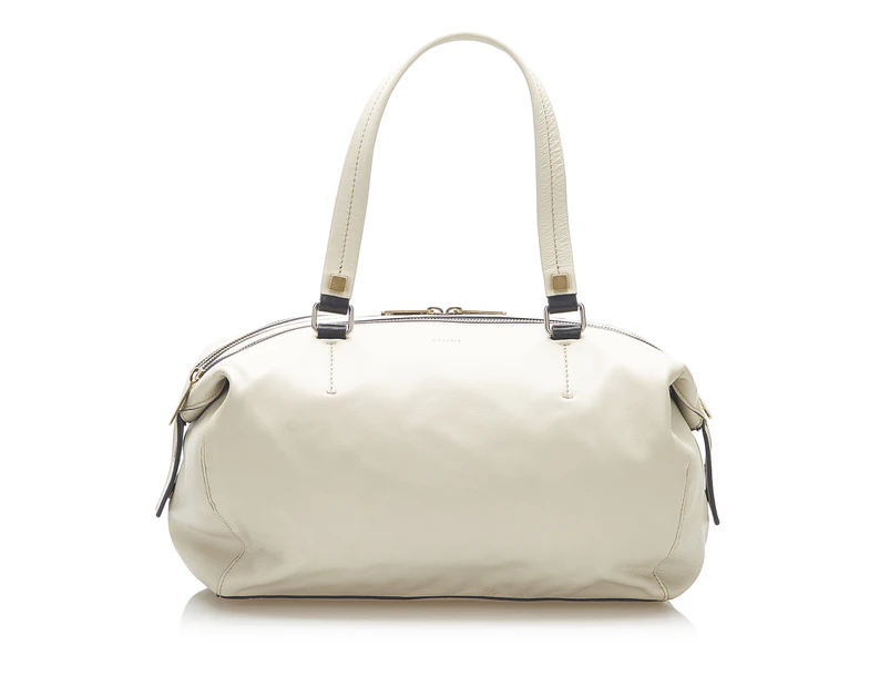 Celine Preloved Leather Shoulder Bag Women White - Designer - Pre-Loved