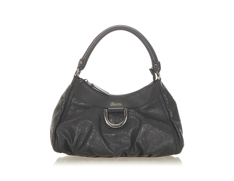 Gucci Preloved Horsebit Abbey D-Ring Leather Shoulder Bag Women Black - Designer - Pre-Loved