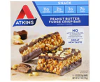 Atkins, Snack, Peanut Butter Fudge Crisp Bar, 5 Bars, 1.2 oz (35 g) Each