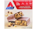 Atkins, Meal, Chocolate Chip Cookie Dough Bar, 5 Bars, 2.12 oz (60 g) Each