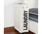 Foldable Dirty Clothes Storage Bag Laundry Basket Hamper Organizer On Wheels - Grey