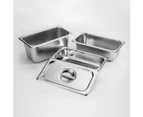 SOGA 2X Gastronorm GN Pan Full Size 1/3 GN Pan 10cm Deep Stainless Steel Tray With Lid