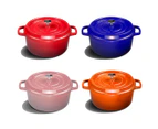 SOGA Cast Iron 22cm Enamel Porcelain Stewpot Casserole Stew Cooking Pot With Lid 2.7L Pink
