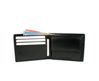 Leather Men's Slim Wallet with Coin Purse Card Holder RFID Protected Black