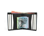 Genuine Leather Men Money Clip Wallet with Window ID RFID Safe Black