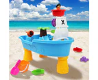 20 Piece Kids Sand and Water Play Pirate Ship Table Toy Set - Blue