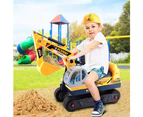 Kids Ride On Car Construction Vehicle Excavator Yellow with Helmet