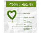 Portable USB Powered Green Pot Plant Style Negative Ion Desktop Air Purifier - Heart
