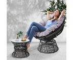 Papasan Chair and Side Table - Black