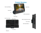 Full HD Front Rear & Interior Three Lens Car Dashboard Camera - Dash Camera with Storage