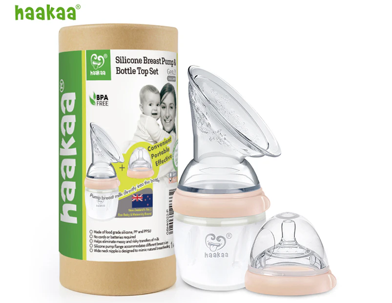 Haakaa Gen. 3 Silicone Breast Pump & Baby Bottle Set - Peach