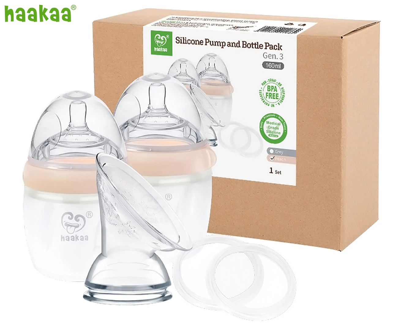 Haakaa Generation 3 Silicone Pump And Bottle Pack