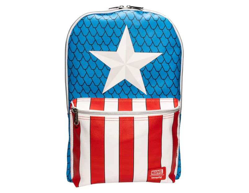 Captain America 50cm Costume Mini Backpack w/ Pin Faux Leather Adjustable