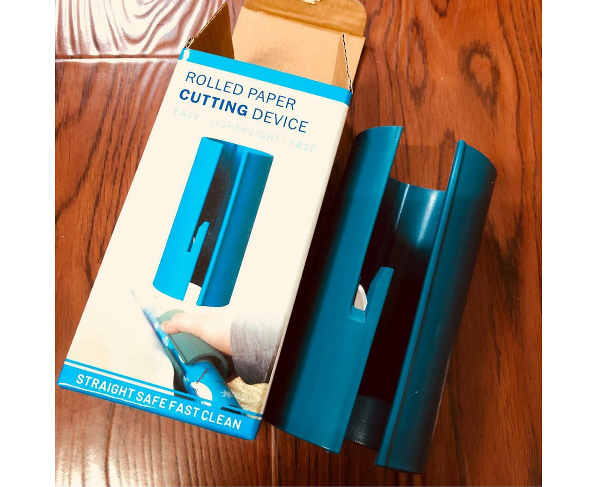 Cobble Creek Rolling Scissors Blue Gift Wrap Wrapping Paper Cutter