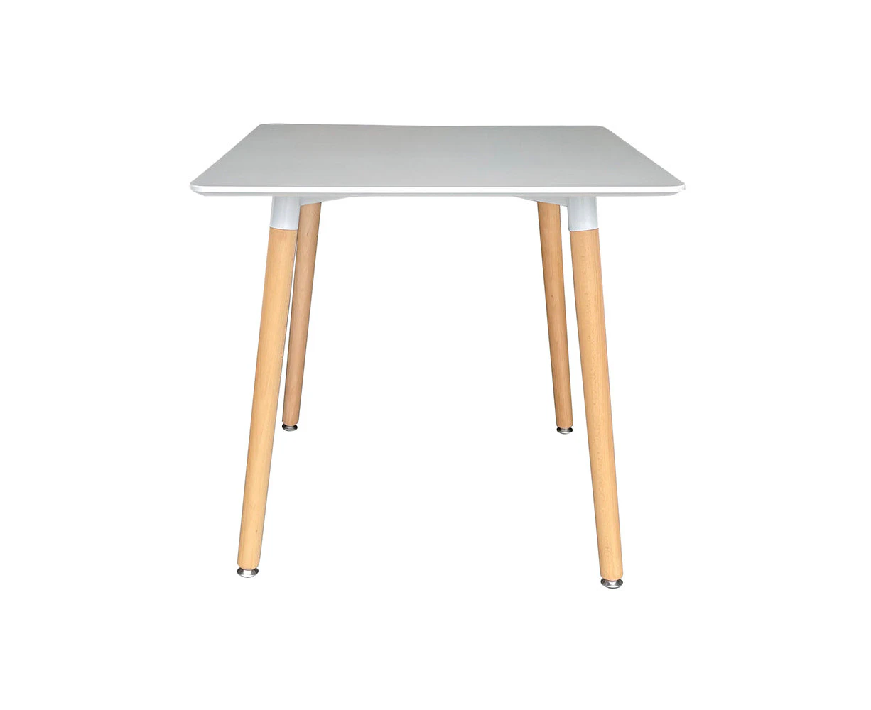 Chotto - Hako Square Top Dining Table with Wooden Legs - White