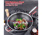 316 Stainless Steel Non-Stick Stir Fry Cooking Kitchen Wok Pan Honeycomb Double Sided