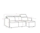 EMORY 3 Seater Sofa with Retractable Chaises - Ivory