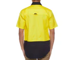 Tradie Men's Flex Hi-Vis Short Sleeve Work Shirt - Navy/Hi-Vis Yellow