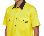 Tradie Men's Flex Hi-Vis Short Sleeve Work Shirt - Navy/Hi-Vis Yellow