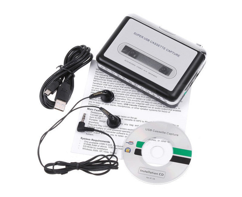 USB Cassette Tape to MP3 CD with USB Cable, Powered by Cable