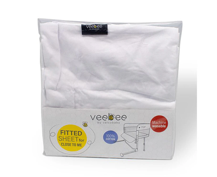 VeeBee 660x530mm White Fitted Sheet For Close To Me Co-Sleeper Bassinet