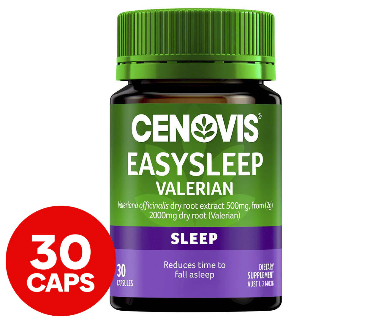 Cenovis Easy Sleep Valerian 2000mg for Calm Nerves and Restless Sleeping 30 Capsules