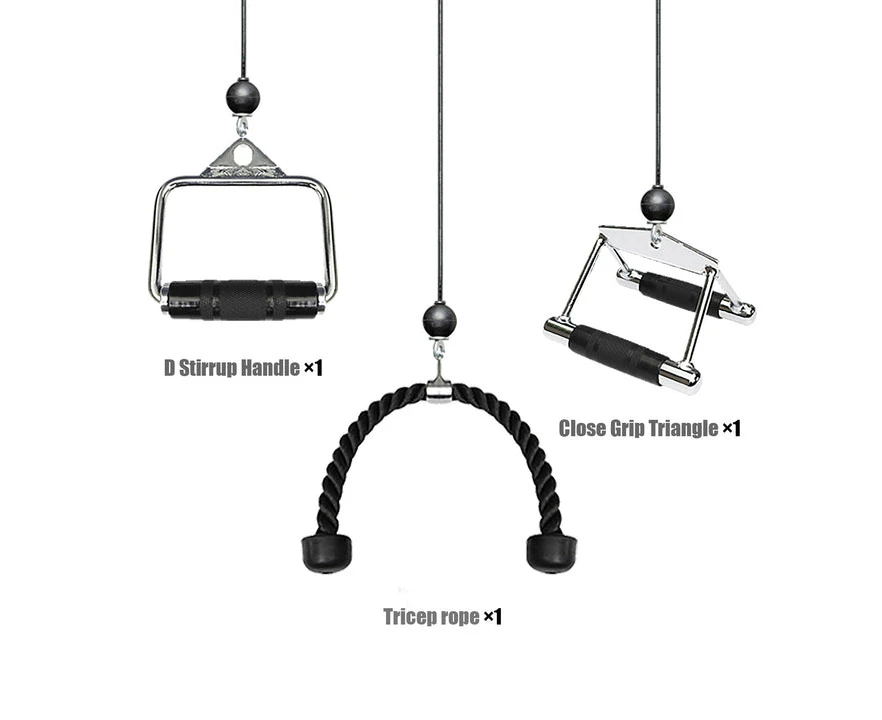 3 in 1 Gym Cable Attachment set Close Grip + Tricep Rope Extension + D handle  - close grip + Rope + D handle