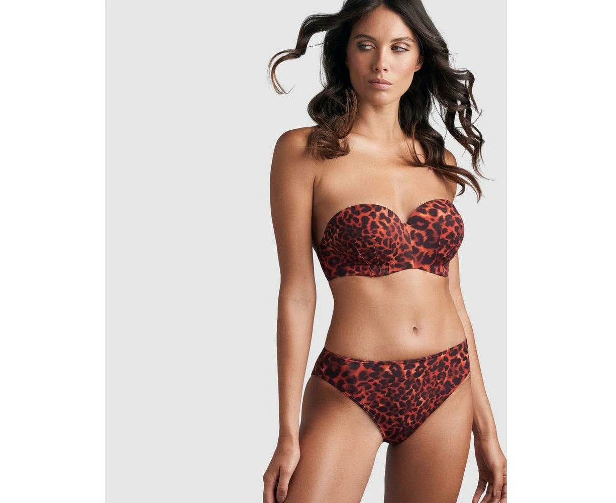 marlies dekkers Panthera Leopard Print Strapless Bikini Top in Black And Red