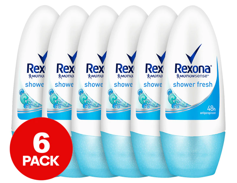 6 x Rexona Women Motion Sense Roll-On Deodorant Shower Fresh 50mL