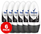 6 x Rexona Invisible Dry Roll-On Deodorant Black + White 50mL