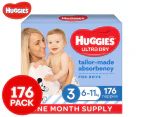 Huggies Ultra Dry Size 3 6-11kg Nappies For Boys 176pk
