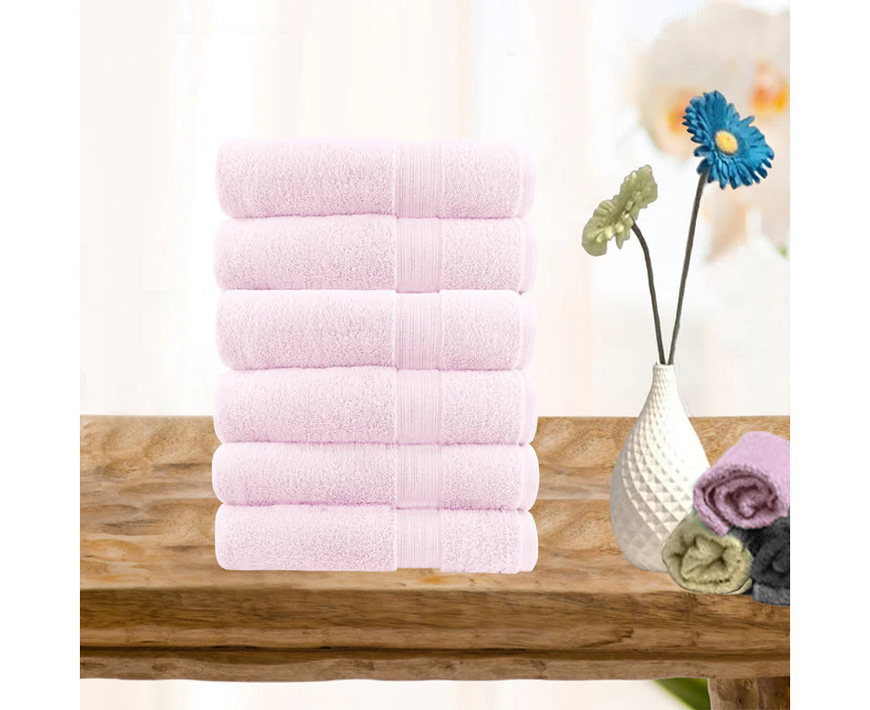 Softouch 6 Piece Ultra Light 500gsm Soft Cotton Face Washers In Baby Pink