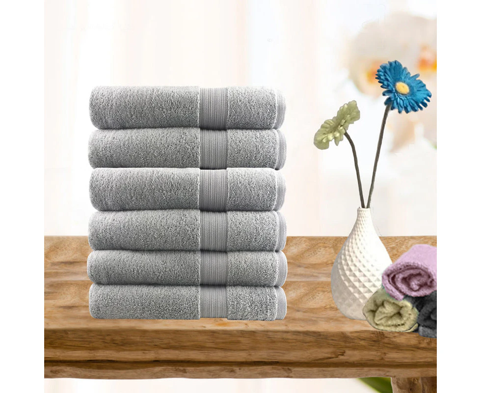 Softouch 6 Piece Ultra Light 500gsm Soft Cotton Face Washers In Silver