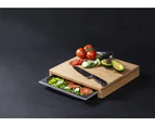 MasterPro Large Bamboo Cutting Board with Tray Board Kitchen Fruit Meat Vegetable Cutting Chopping Board Smooth and Eco-Friendly - Natural