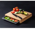 MasterPro Large Bamboo Cutting Board with Tray Board Kitchen Fruit Meat Vegetable Cutting Chopping Board Smooth and Eco-Friendly - Natural