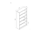 Xavier 5-Tier High Bookcase Display Cabinet W/ Adjustable Shelf - Oak & Ironstone
